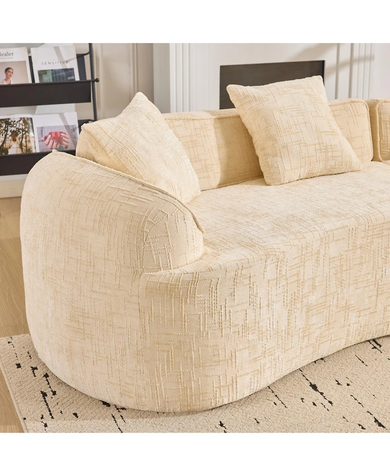 Streamdale Beige Curved Sofa, Nordic-style Design for Living Room, Comfortable & Soft
