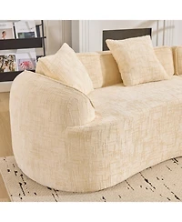Streamdale Beige Curved Sofa, Nordic-style Design for Living Room, Comfortable & Soft