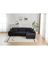 Streamdale Furniture Modern Memory Foam Compressed Sofa, Large Sectional Couch, Pet-Friendly, Black