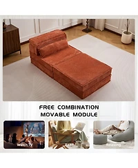 Streamdale Furniture Streamdale Compression Sofa, Convertible Floor Sofa Bed, Modular Sectional, No Assembly, Orange