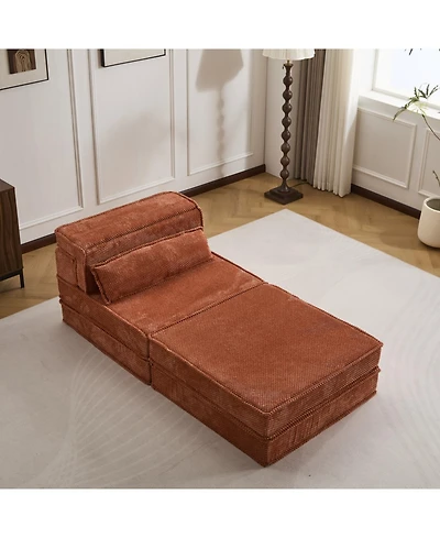 Streamdale Furniture Streamdale Compression Sofa, Convertible Floor Sofa Bed, Modular Sectional, No Assembly, Orange