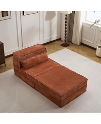 Streamdale Furniture Streamdale Compression Sofa, Convertible Floor Sofa Bed, Modular Sectional, No Assembly, Orange