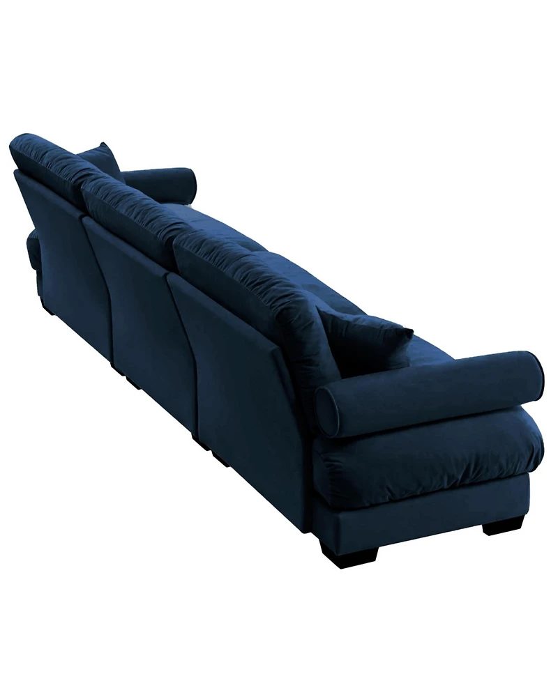 Streamdale Furniture Extra Large 3 Seat Modern Velvet Sofa, Oversize, Comfortable, Blue