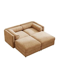 Streamdale Furniture Streamdale Stylish Camel Chenille 2-Seater Sofa with 2 Ottoman Storage Seats