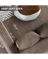 Streamdale Camel 82.7" Corduroy 3-Seat Sofa, Modern Comfy Cloud Couch with Soft Pillows