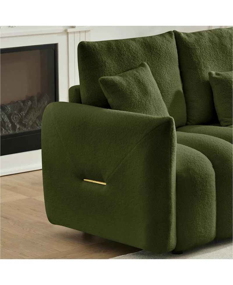 Streamdale Premium Teddy Fabric Sofa with Pillows and Cushions