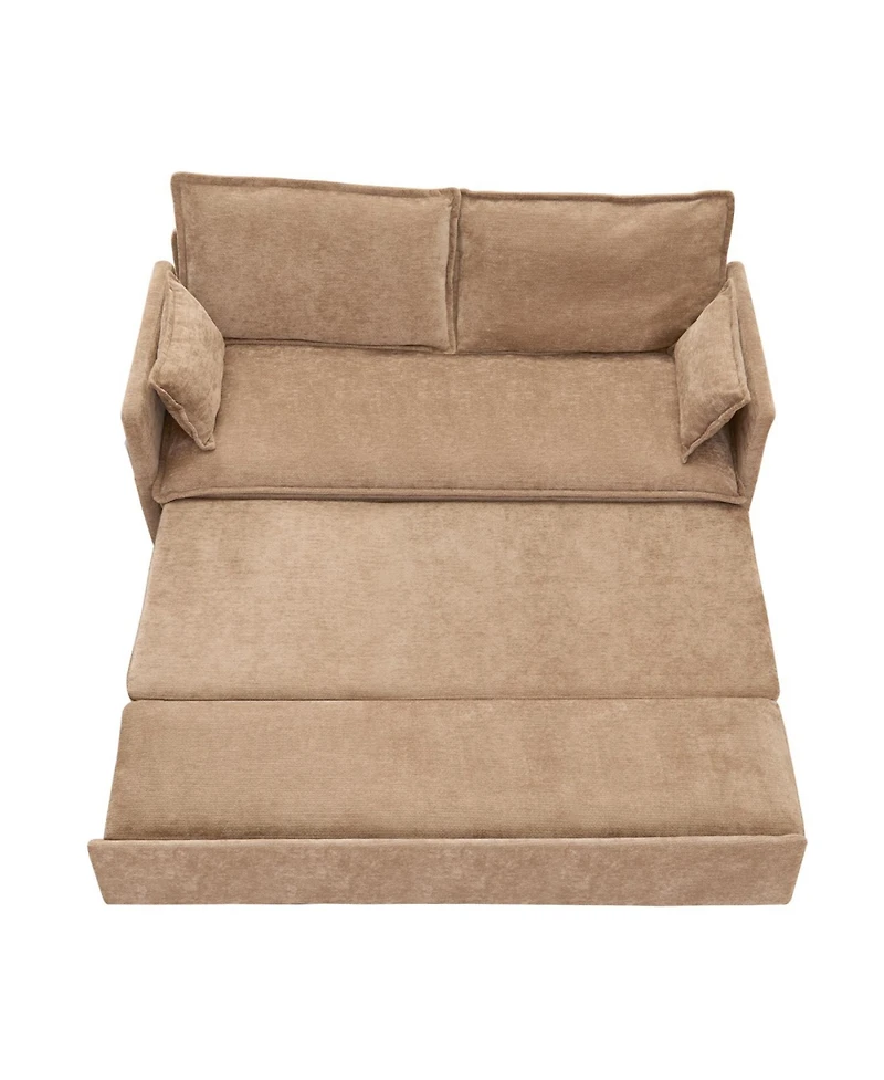 Streamdale Ergonomic Sofa Bed with Storage & Charging - Chenille Convertible Sleeper