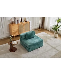 Streamdale Compression Sofa, Convertible Floor Sofa Bed, Single Seater Modular Sectional, Dark Green