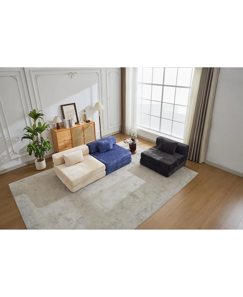 Streamdale Furniture Streamdale Compression Sofa, Convertible Floor Sofa Bed, Single Seater Modular Sectional, Dark Blue