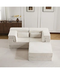 Streamdale Furniture Streamdale Compression Sofa, Convertible Floor Sofa Bed, White