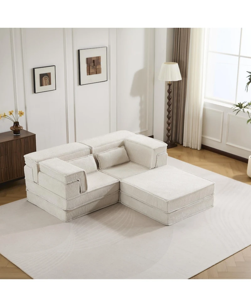 Streamdale Furniture Streamdale Compression Sofa, Convertible Floor Sofa Bed, White