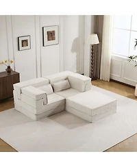 Streamdale Furniture Streamdale Compression Sofa, Convertible Floor Sofa Bed, White