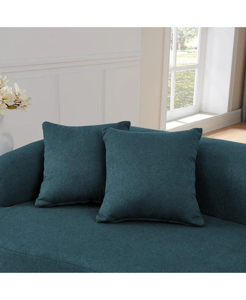 Streamdale Furniture Streamdale Curved Modular Lamb's Wool Sectional Sofa - Blue