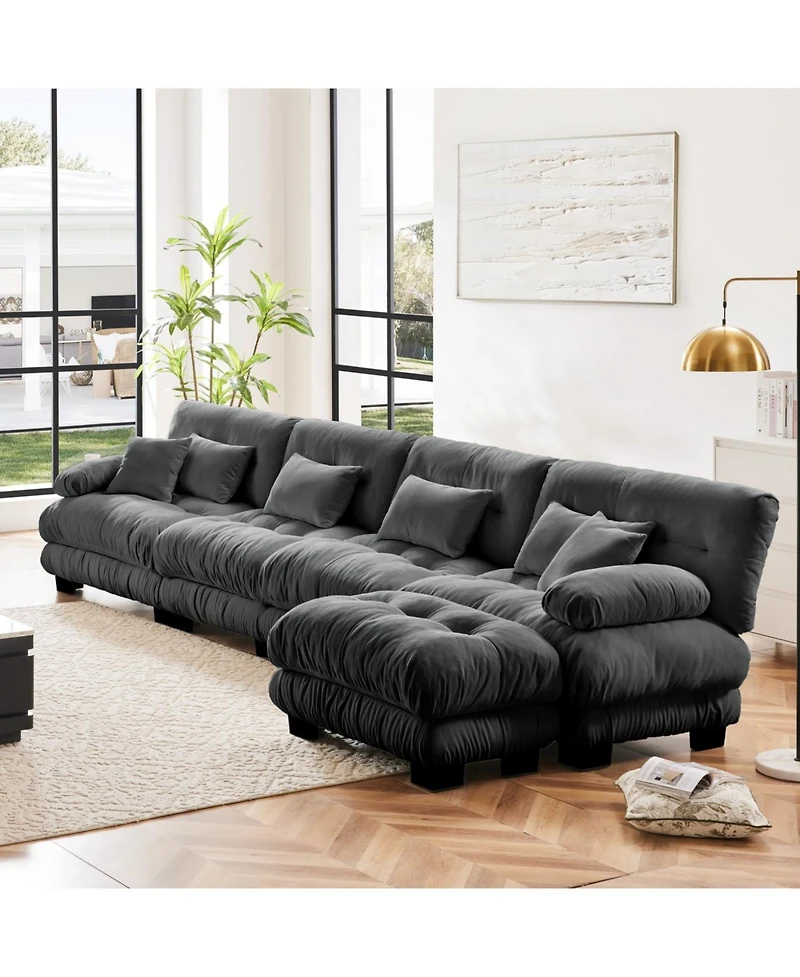 Streamdale Free Combination Modular Sectional Sofa, L-Shaped 4-Seater Cloud Couch, Gray