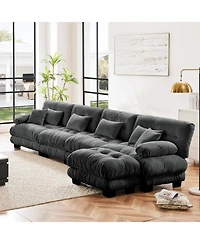 Streamdale Free Combination Modular Sectional Sofa, L-Shaped 4-Seater Cloud Couch, Gray