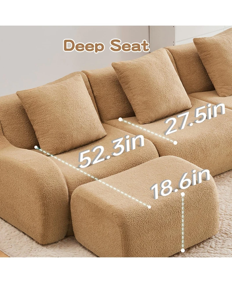 Streamdale Camel Soft Teddy Fabric Boneless Sofa with Anti-Slip Design and Ergonomic Support