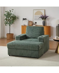 Streamdale Corduroy single recliner with pillow, cup holder, storage footrest