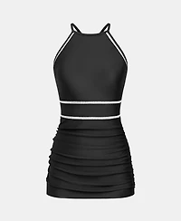 Cupshe Women's Mock Neck Sporty Crisscross Straps One Piece Swim Dress