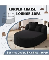 Streamdale Furniture Modern Chaise Lounge Sofa Boneless Couch 51.6" Bed Black