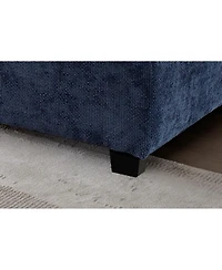 Streamdale Furniture Modern Linen L-Shape Sectional Sofa with Convertible Ottoman - Blue