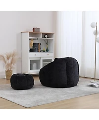 Streamdale Furniture Modern Bean Bag Chair with Ottoman for Adults