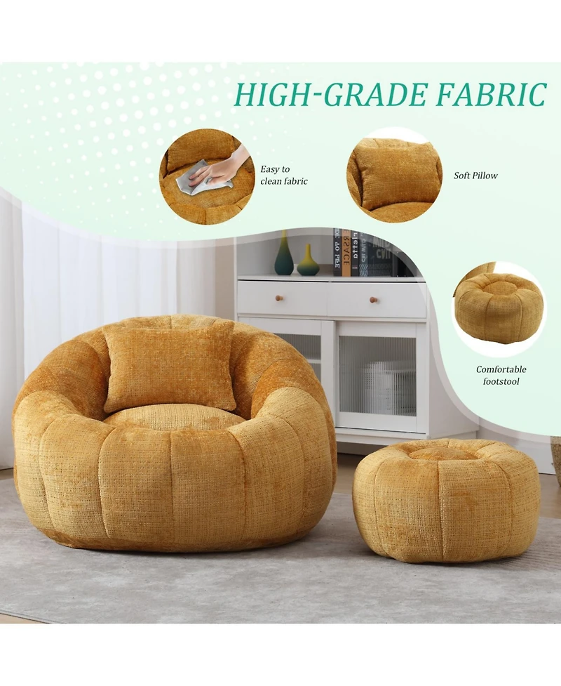 Streamdale Furniture Modern Bean Bag Chair with Ottoman for Adults