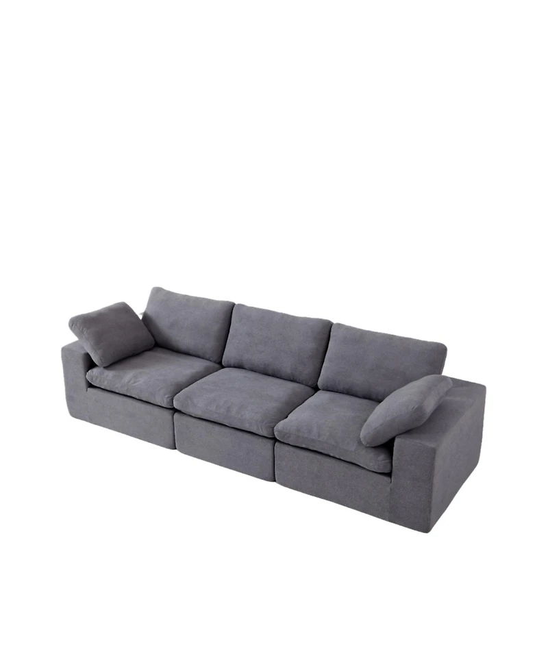 Streamdale Furniture Chenille Fabric Upholstered Sofa, Oversized Comfy Cloud 3-Seater Sofa Couch, Grey
