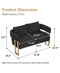 Streamdale Furniture Modern Teddy Fleece Upholstered Chair with Gold Metal Legs in Black