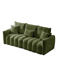 Streamdale Furniture 78" Teddy Fabric Sofa with 3 Pillows & Cushions, Solid Wood Frame, Oversized Chair