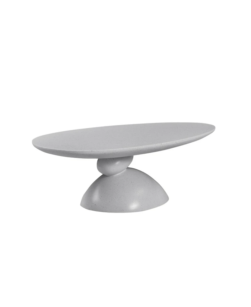 Streamdale Furniture Streamdale Lucky Stone Oval Coffee Table, Modern Minimalist Fiberglass Center Table