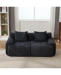 Streamdale Furniture 73" Modern Modular Sectional Loveseat, 2 Seater Tufted Cloud Floor Couch w/ 2 Pillows, Charcoal