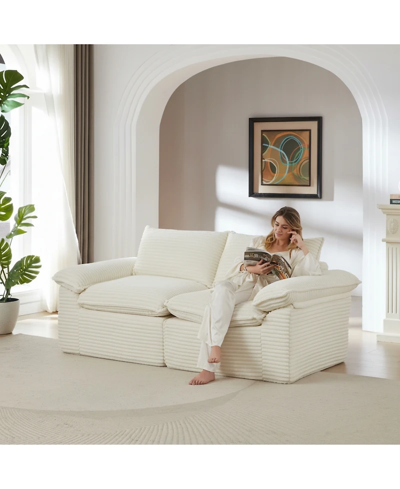 Streamdale Furniture Modern corduroy cloud sofa, comfortable & combinable for living rooms.
