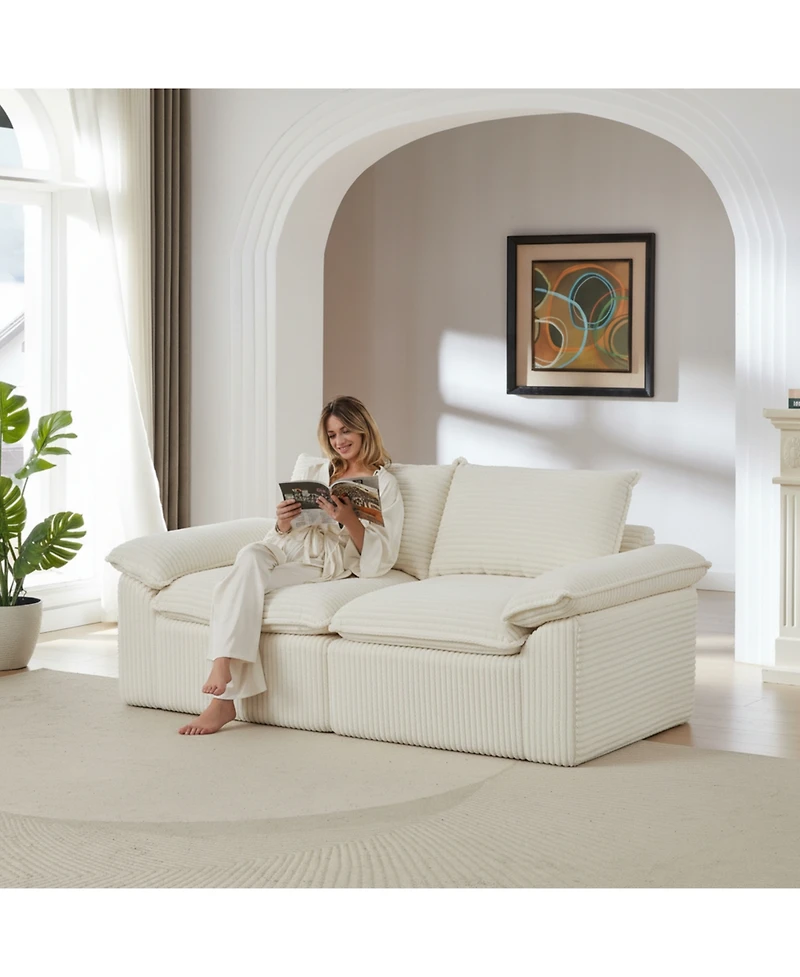 Streamdale Furniture Modern corduroy cloud sofa, comfortable & combinable for living rooms.