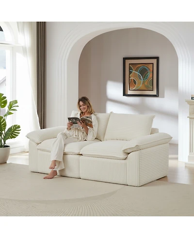 Streamdale Furniture Modern corduroy cloud sofa, comfortable & combinable for living rooms.