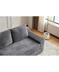 Streamdale Furniture Streamdale Dark Grey Corduroy Loveseat Sofa Bed with Reversible Cushions