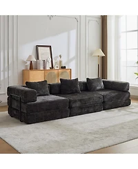 Streamdale Furniture Compression Sofa, Convertible Floor Sofa Bed, Modular Sectional, Black