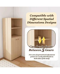 Streamdale Furniture Streamdale Stretchable office desk with storage, wheels, foldable, burlywood