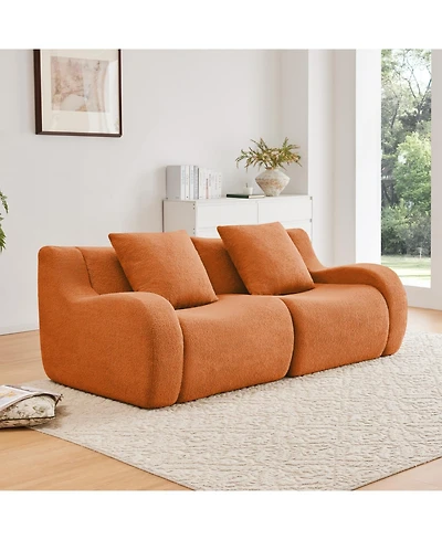 Streamdale Soft Teddy Fabric Boneless Sofa, No Assembly, Anti-Slip, 32D Sponge, Orange
