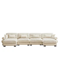 Streamdale Furniture U-Shaped Sectional Sofa Cloud Couch with Movable Ottomans, Convertible 4 Seater