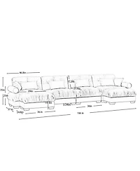 Streamdale Furniture U Shaped Sectional Sofa Cloud Couch with Movable Ottomans, Convertible 4 Seater Grey Velvet Couch.