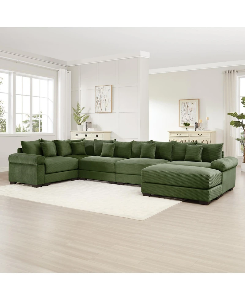 Streamdale Oversized Cloud Modular Sectional Couch with Ottoman, Green