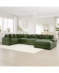 Streamdale Oversized Cloud Modular Sectional Couch with Ottoman, Green