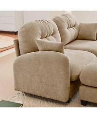 Streamdale Furniture Streamdale Loveseat Cloud Sectional Couch, Chenille Fabric, Tufted, Ergonomic, Camel