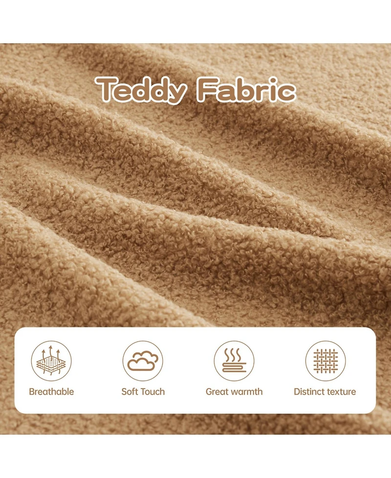 Streamdale Furniture Streamdale Camel Teddy Fabric L-Shaped Chaise Sofa with High Density Sponge