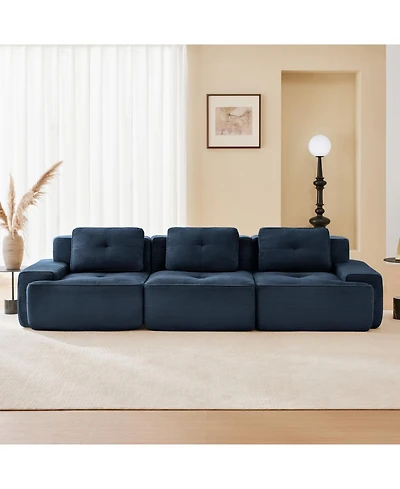 Streamdale Furniture Modern Modular Sectional Sofa, Corduroy Fabric, Oversized 3-Seater Couch, Blue