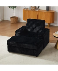 Streamdale Furniture 42.5" Corduroy Single Recliner with Pillow, Cup Holder, Storage Footrest