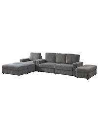 Streamdale Corduroy 3-Seater Sofa with Cup Holders for Living Room