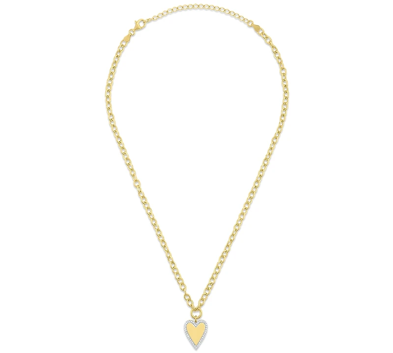 Macy's White Diamond Pendant Necklace (1/4 ct. t.w.) in 14k Yellow Gold Over Sterling Silver