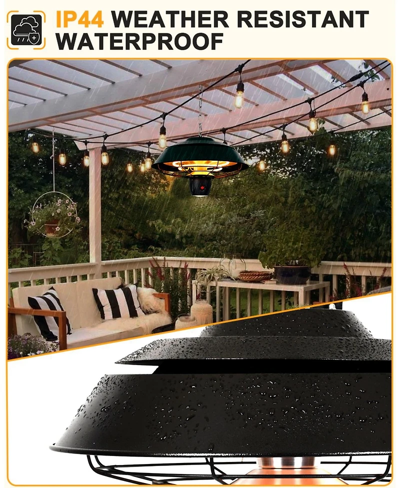 Electric Hanging Patio Heater With Led Light