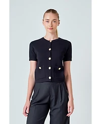 endless rose Women's Short Sleeve Button-Up Cardigan